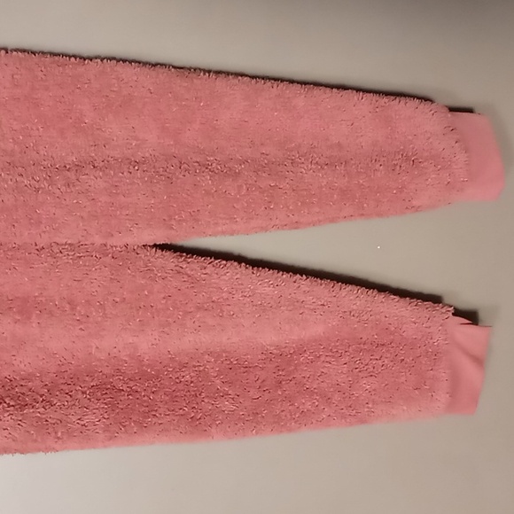 PINK 2 Piece Mauve Fuzzy Polyester Sleepwear Outfit w Pockets M - Picture 12 of 13